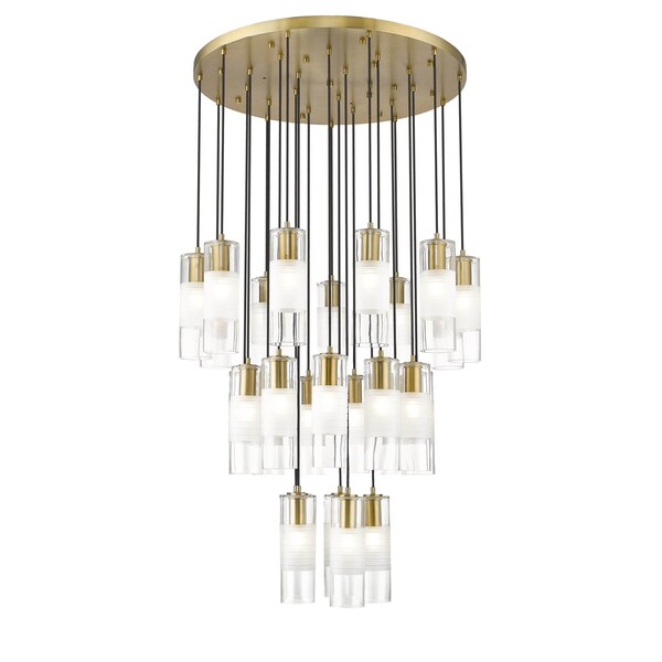 Z-Lite Alton Chandelier, 27-Light, 36 In.W x 14.25 In.H, Modern Gold/Clear+Frosted 824P-27R-MGLD - main
